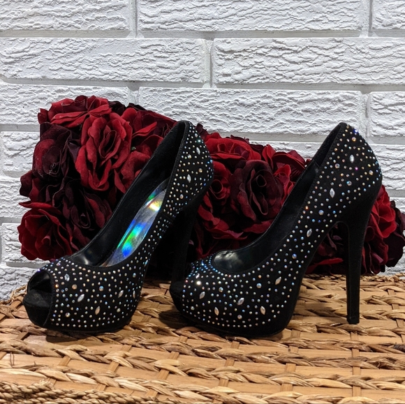 D2 Shoes - D2 sparkly peep toe stiletto heels